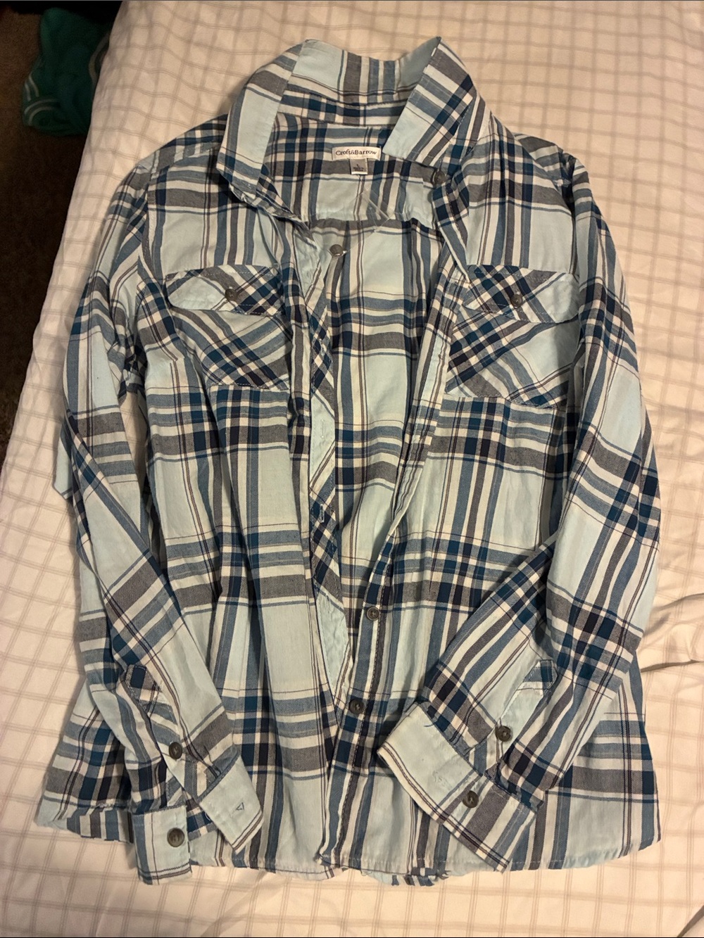 Light Blue Plaid Button-Up Shirt - Casual Men's Shirt